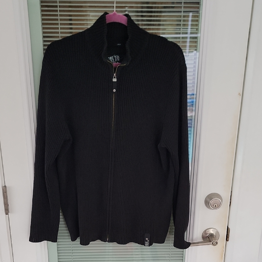 Next Jeans Men's Ribbed Zip-Up Cotton Sweater Vintage 2006 Black Sz L
